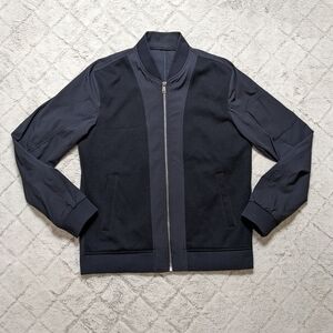 Mind Bridge Bomber Jacket Men's 100 Navy Blue Full Zip Polyester